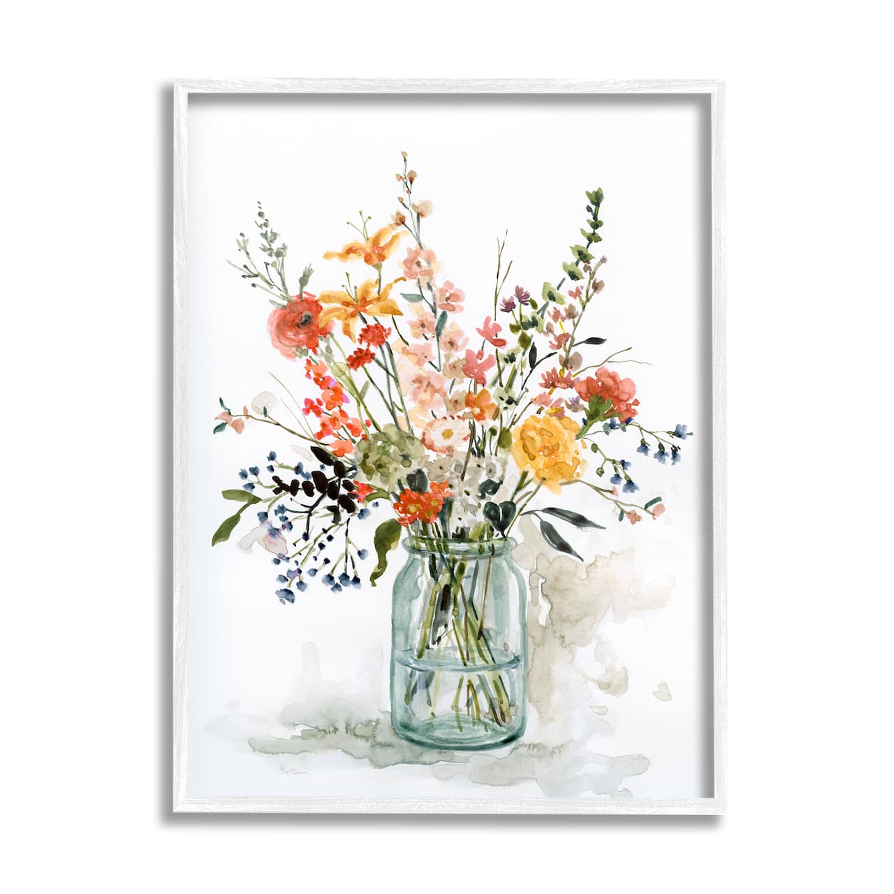 Stupell Industries Warm Summer Meadow Floral Bouquet Still Life Painting Framed Wall Art